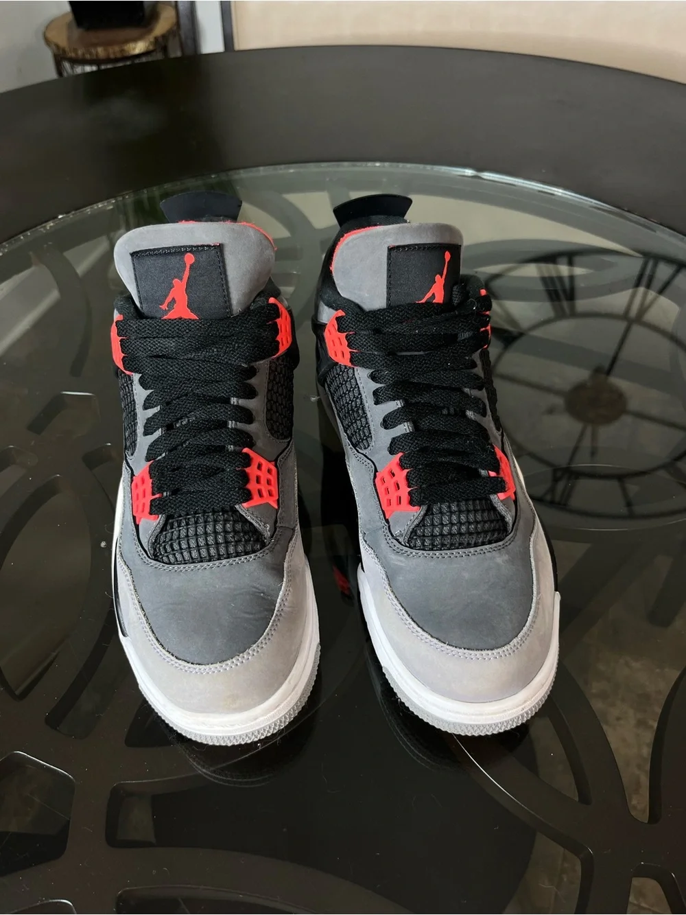 Nike Air Jordan 4 Retro Infrared Dark Grey Black White Mens Sz 8.5